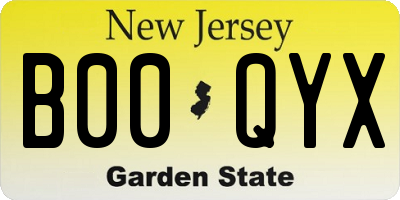NJ license plate B00QYX
