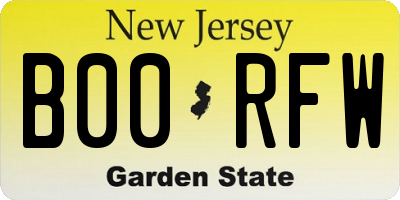NJ license plate B00RFW