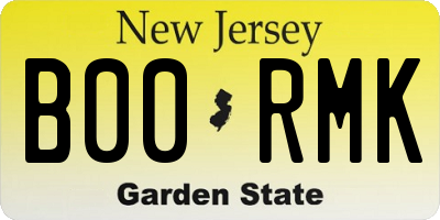 NJ license plate B00RMK