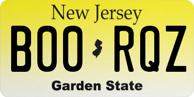 NJ license plate B00RQZ