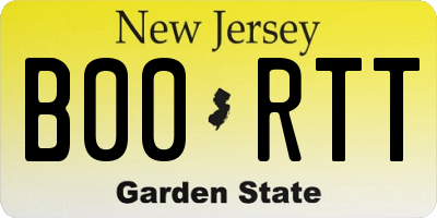 NJ license plate B00RTT