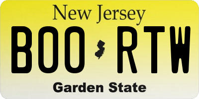 NJ license plate B00RTW