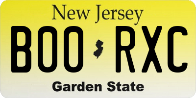 NJ license plate B00RXC