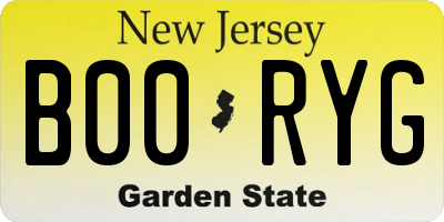 NJ license plate B00RYG