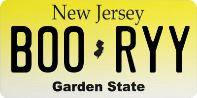 NJ license plate B00RYY
