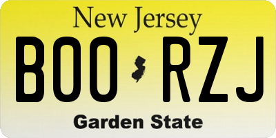 NJ license plate B00RZJ