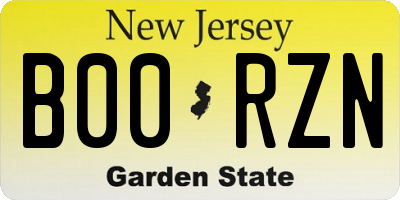 NJ license plate B00RZN