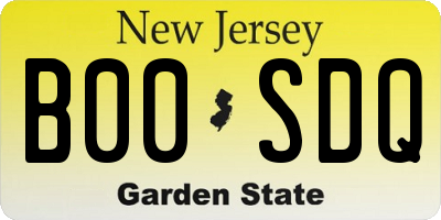 NJ license plate B00SDQ