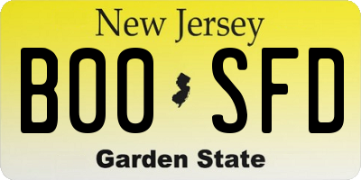 NJ license plate B00SFD