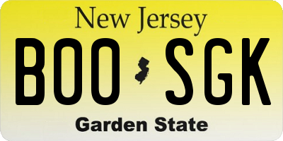 NJ license plate B00SGK