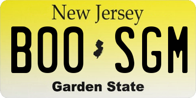 NJ license plate B00SGM