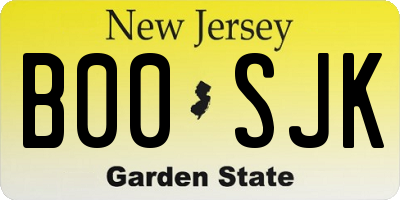 NJ license plate B00SJK