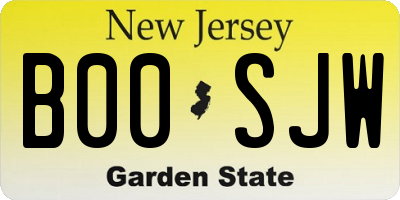NJ license plate B00SJW