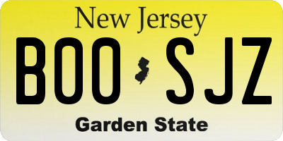 NJ license plate B00SJZ