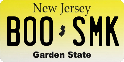 NJ license plate B00SMK