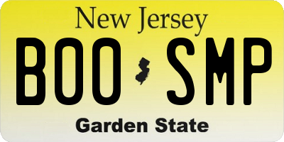 NJ license plate B00SMP