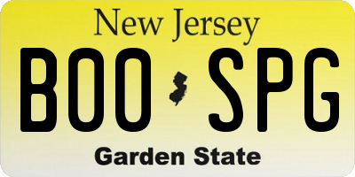 NJ license plate B00SPG
