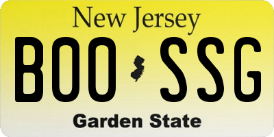 NJ license plate B00SSG