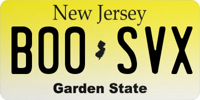 NJ license plate B00SVX