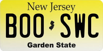NJ license plate B00SWC