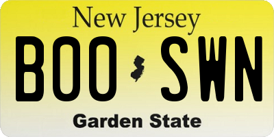 NJ license plate B00SWN