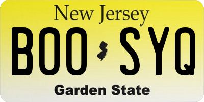 NJ license plate B00SYQ