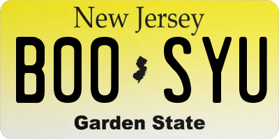 NJ license plate B00SYU