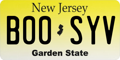 NJ license plate B00SYV