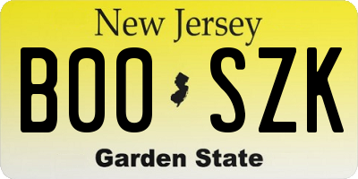 NJ license plate B00SZK