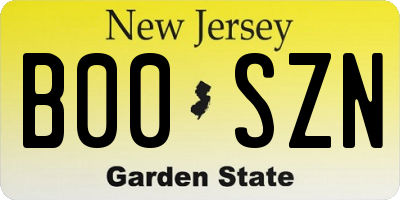 NJ license plate B00SZN