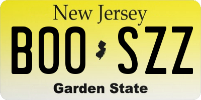 NJ license plate B00SZZ