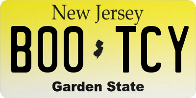 NJ license plate B00TCY