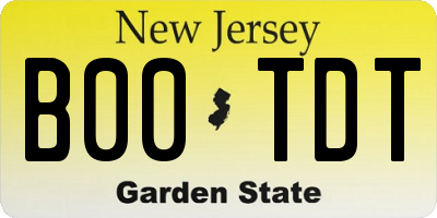 NJ license plate B00TDT