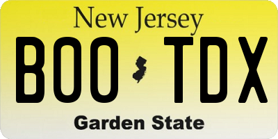 NJ license plate B00TDX