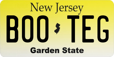 NJ license plate B00TEG