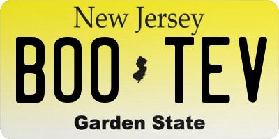 NJ license plate B00TEV