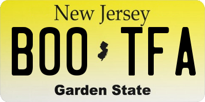 NJ license plate B00TFA