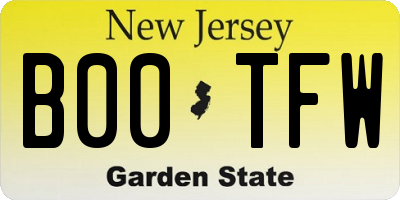 NJ license plate B00TFW