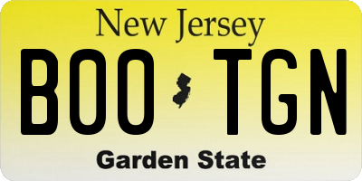 NJ license plate B00TGN
