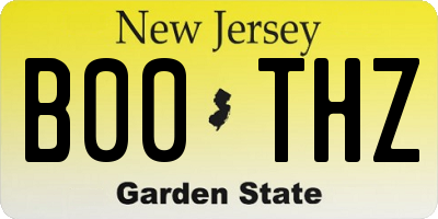 NJ license plate B00THZ