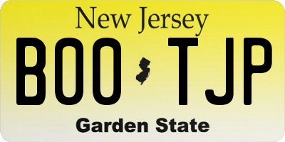 NJ license plate B00TJP