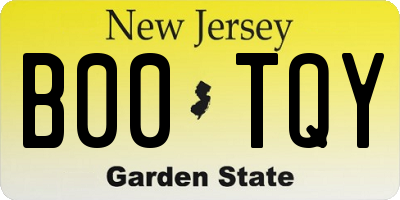 NJ license plate B00TQY
