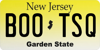 NJ license plate B00TSQ