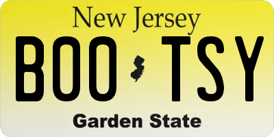 NJ license plate B00TSY