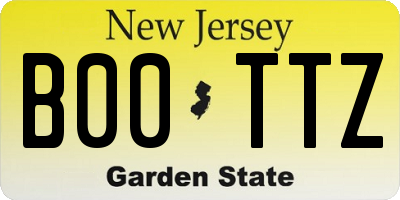 NJ license plate B00TTZ