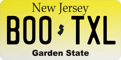 NJ license plate B00TXL