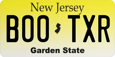 NJ license plate B00TXR