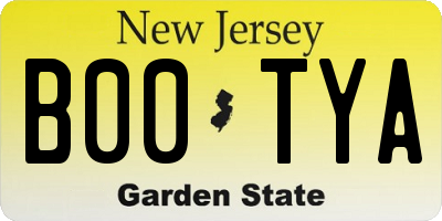 NJ license plate B00TYA