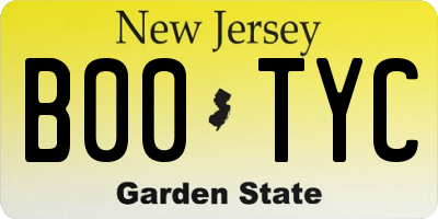 NJ license plate B00TYC