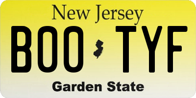 NJ license plate B00TYF